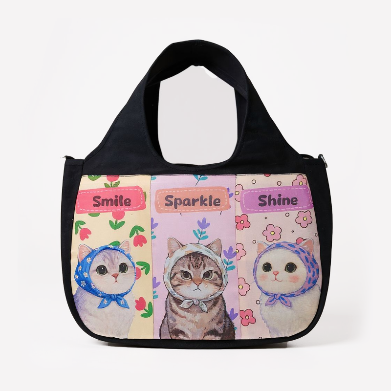 Cat Round hobo Totebag