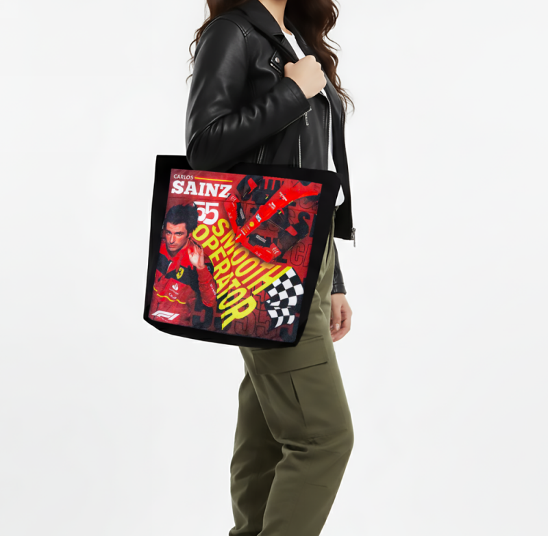 Charlos Sainz F1 Patch Totebag - Image 2