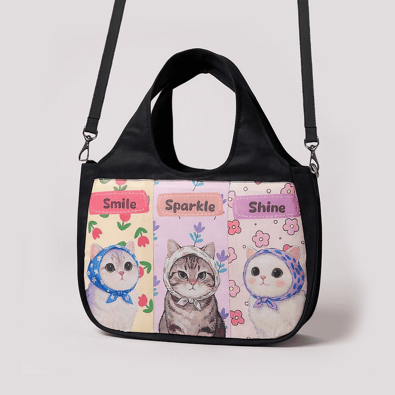 Cat Round hobo Totebag - Image 2