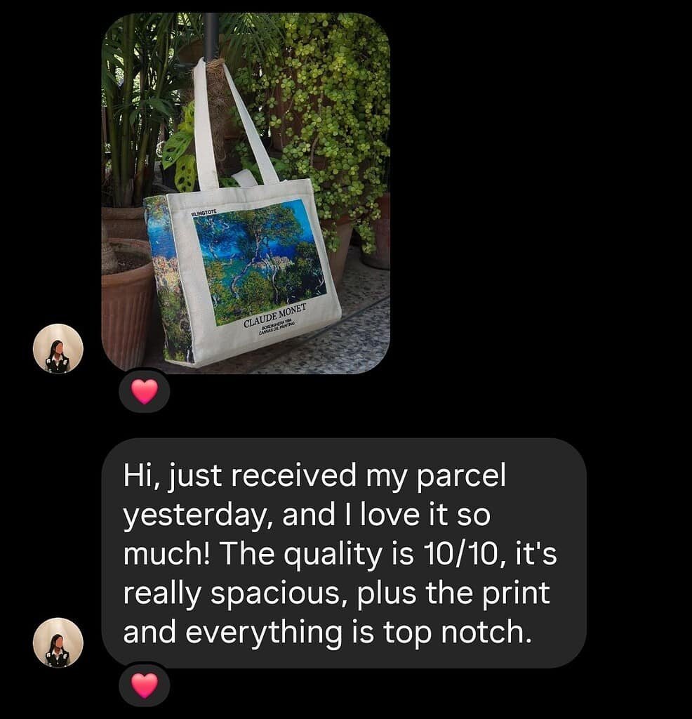 BlingTote customer review from Instagram