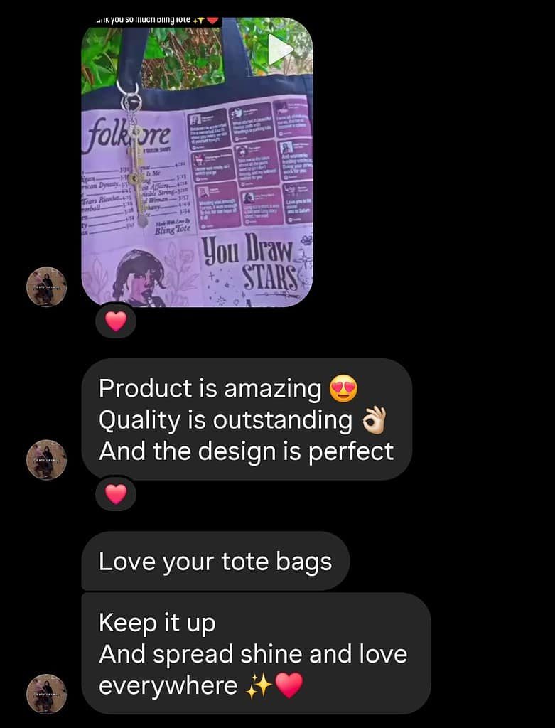 BlingTote customer review from Instagram