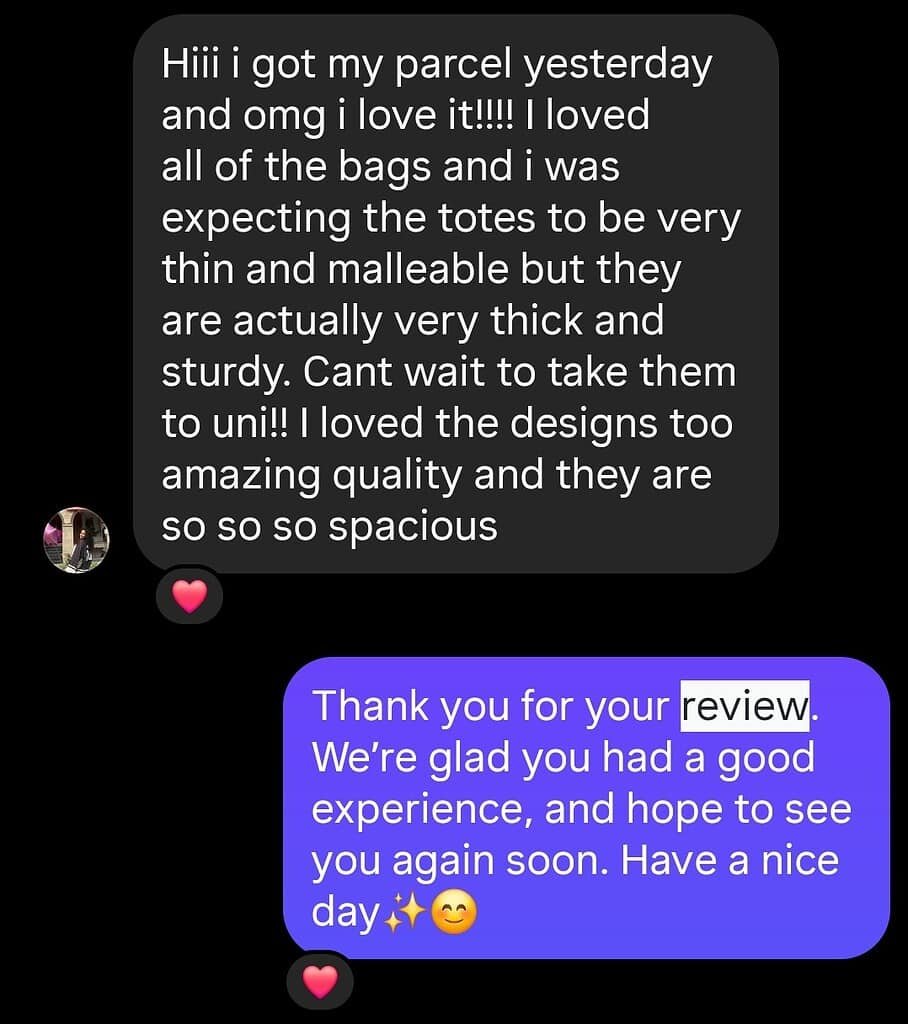 BlingTote customer review from Instagram