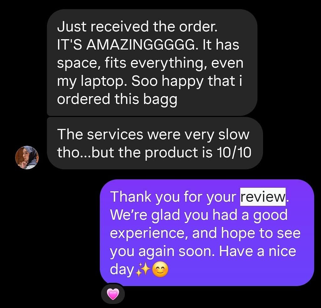 BlingTote customer review from Instagram