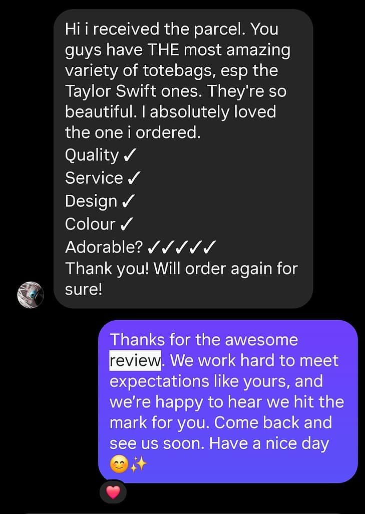 BlingTote customer review from Instagram