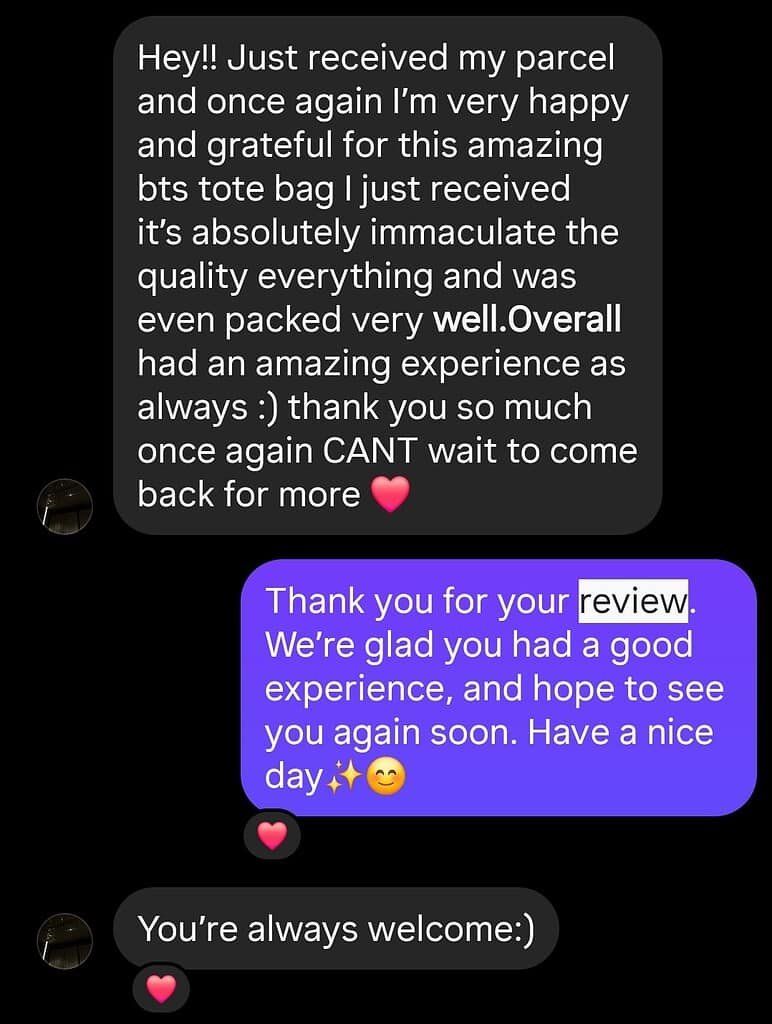 BlingTote customer review from Instagram
